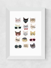 White Cats in Glasses by Hanna Melin Framed Print - Image 4 of 4
