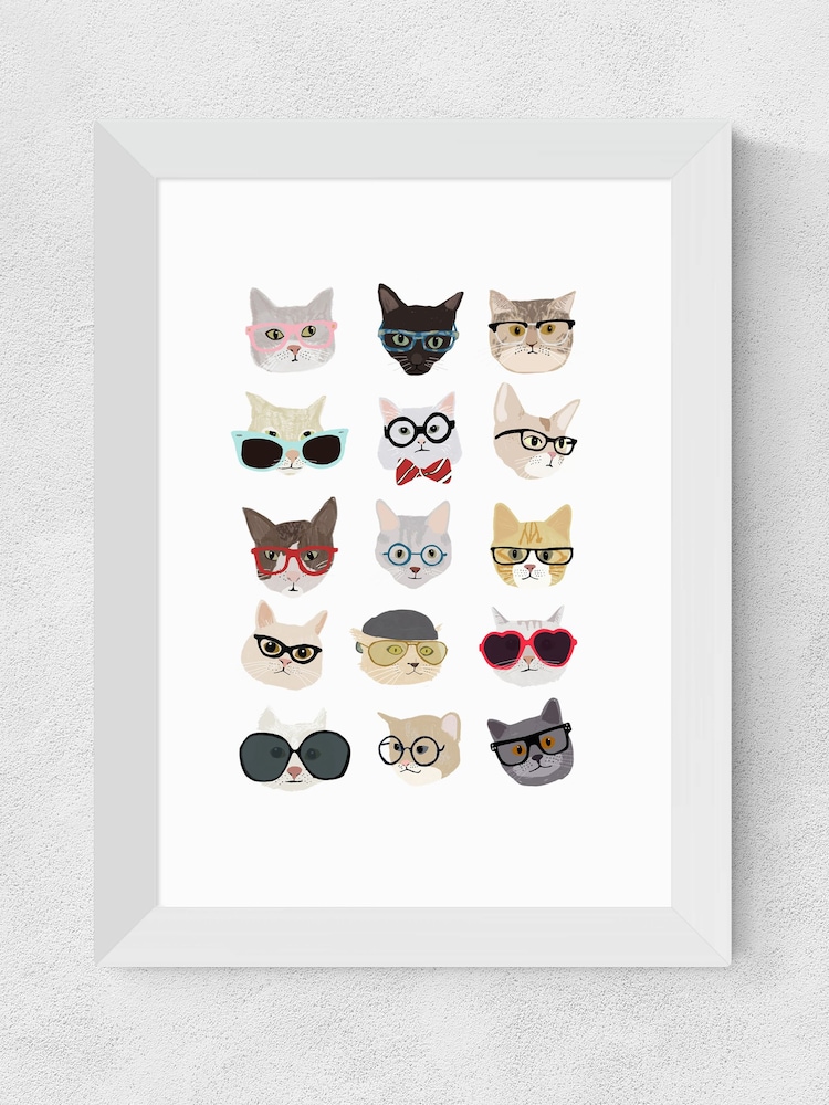 White Cats in Glasses by Hanna Melin Framed Print - Image 4 of 4