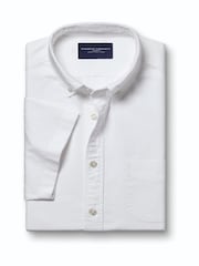 Charles Tyrwhitt White Plain Short Sleeve Button-down Stretch Washed Oxford Shirt - Image 5 of 8