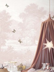 Woodchip & Magnolia Pink Land of Milk & Honey Butterflies Wallpaper - Image 1 of 2