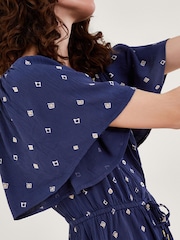Monsoon Blue Motif Print Playsuit in LENZING™ ECOVERO™ - Image 2 of 4