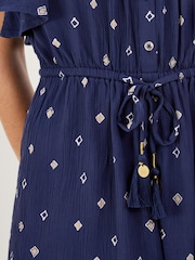 Monsoon Blue Motif Print Playsuit in LENZING™ ECOVERO™ - Image 3 of 4