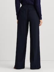 Lauren Ralph Lauren Navy Blue Kirahn Georgette Wide Leg Trousers - Image 3 of 7