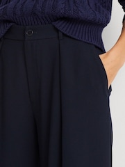 Lauren Ralph Lauren Navy Blue Kirahn Georgette Wide Leg Trousers - Image 4 of 7