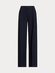Lauren Ralph Lauren Navy Blue Kirahn Georgette Wide Leg Trousers - Image 7 of 7
