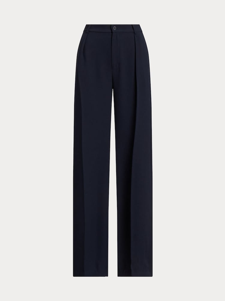 Lauren Ralph Lauren Navy Blue Kirahn Georgette Wide Leg Trousers - Image 7 of 7