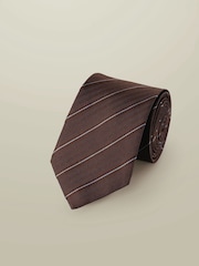 Charles Tyrwhitt Brown Silk Stripe Tie - Image 1 of 2