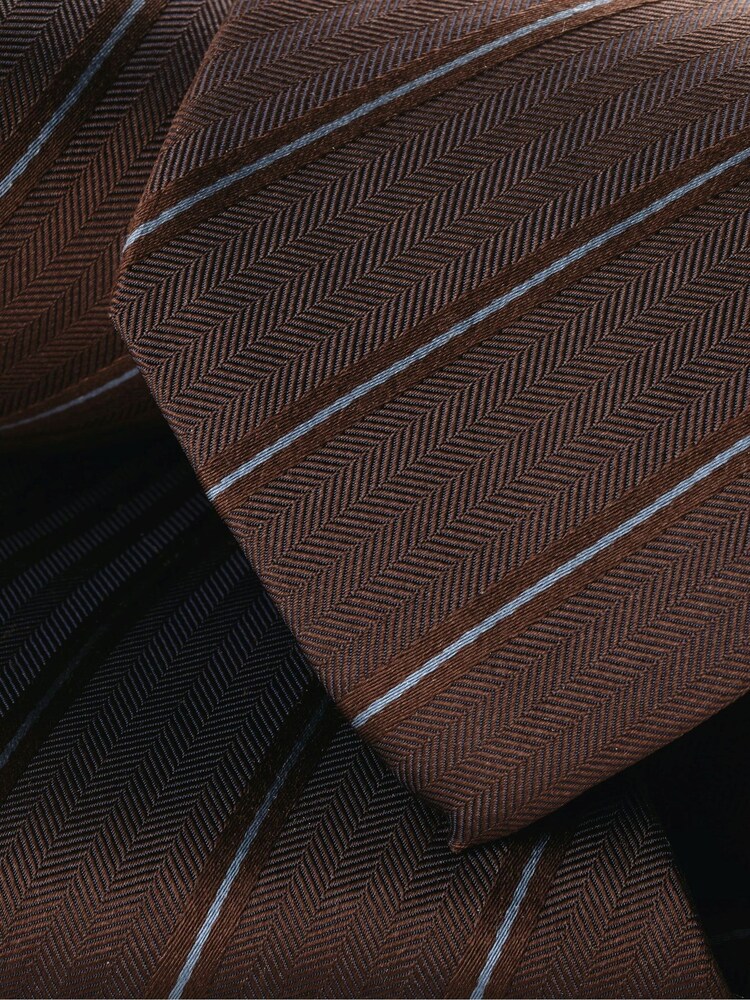 Charles Tyrwhitt Brown Silk Stripe Tie - Image 2 of 2