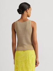 Lauren Ralph Lauren Galayce Ärmelloser Rippstrickpullunder aus Leinen, Braun - Bild 3 von 9