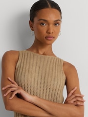 Lauren Ralph Lauren Galayce Ärmelloser Rippstrickpullunder aus Leinen, Braun - Bild 5 von 9