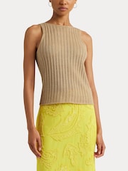 Lauren Ralph Lauren Galayce Ärmelloser Rippstrickpullunder aus Leinen, Braun - Bild 7 von 9