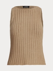 Lauren Ralph Lauren Galayce Ärmelloser Rippstrickpullunder aus Leinen, Braun - Bild 9 von 9