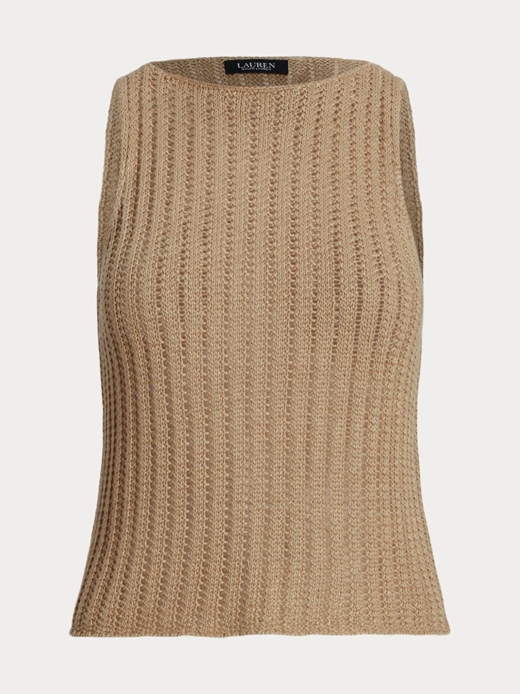 Lauren Ralph Lauren Galayce Ärmelloser Rippstrickpullunder aus Leinen, Braun - Bild 9 von 9
