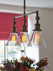 Laura Ashley Brass Isaac 3 Light Linear Pendant Bar Ceiling Light - Image 1 of 2