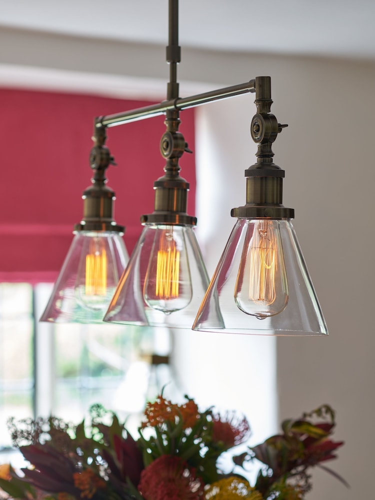 Laura Ashley Brass Isaac 3 Light Linear Pendant Bar Ceiling Light - Image 1 of 2