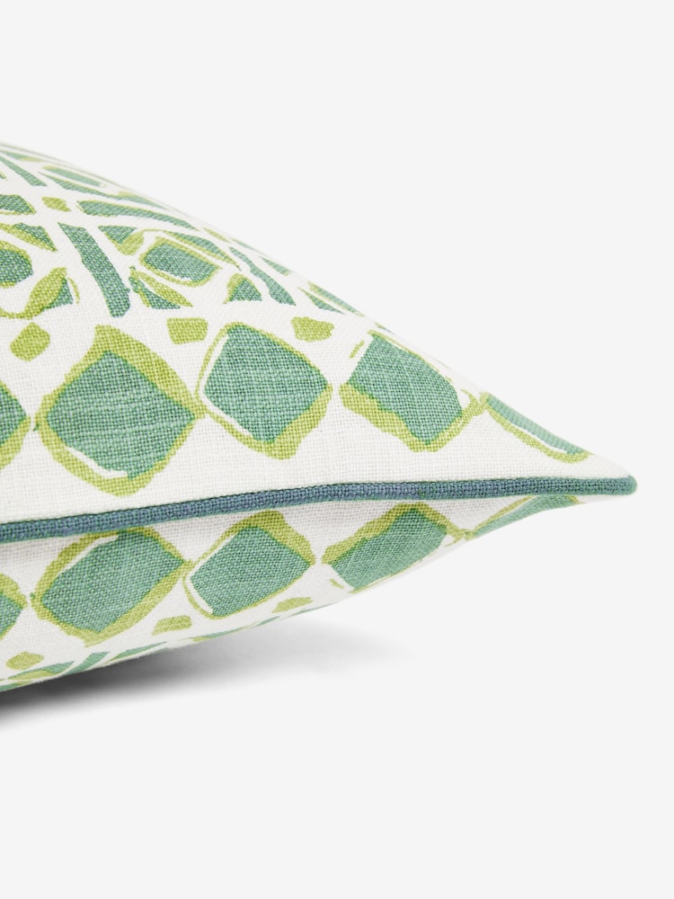 Nina Campbell Green 100% Cotton Batik Check Cushion - Image 6 of 6 Nina Campbell Green 100% Cotton Batik Check Cushion - Image 6 of 6