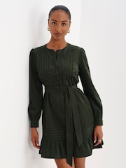 Finery Marianne Corduroy Tie Waist Short Dress - صورة 2 من 5
