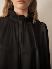 Qara - CERENE Long Sleeve High Neck Satin Blouse - 11şəkildən 4 şəkil