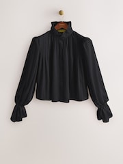 Qara - CERENE Long Sleeve High Neck Satin Blouse - 11şəkildən 6 şəkil