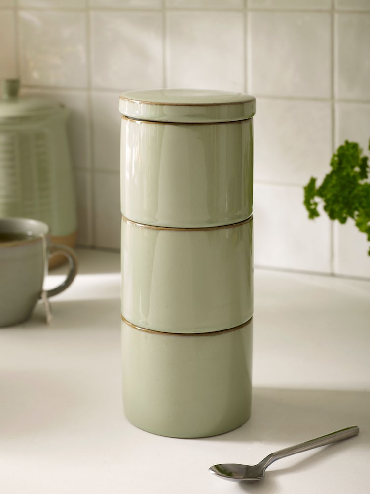 Set of 3 Sage Green Wolton Stacking Storage - Image 1 of 4 Set of 3 Sage Green Wolton Stacking Storage - Image 1 of 4