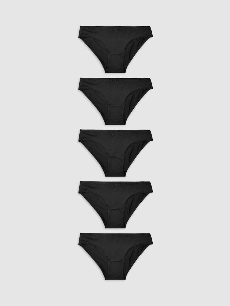 Black Bikini Microfibre Knickers 5 Pack - Image 1 of 5