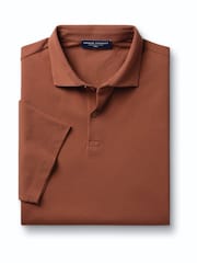 Charles Tyrwhitt Brown Short Sleeve Cotton Stretch Smart Pique Polo Shirt - Image 3 of 5