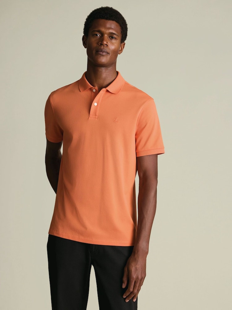 Charles Tyrwhitt Orange Short Sleeve Cotton Stretch Pique Polo - Image 1 of 5