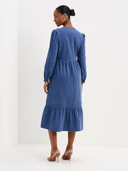 Finery Blue Christina Corduroy Tiered Midi Dress - Image 2 of 5
