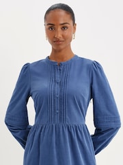 Finery Blue Christina Corduroy Tiered Midi Dress - Image 3 of 5