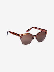 Tortoiseshell Brown Clubmaster Frame Sunglasses - Image 3 of 4