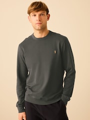 Slate Grey 100% Cotton Lightweight Crew Neck Sweatshirt - Image 1 of 7
