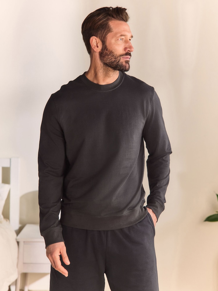 Slate Grey 100% Cotton Lightweight Crew Neck Sweatshirt - Image 1 of 7