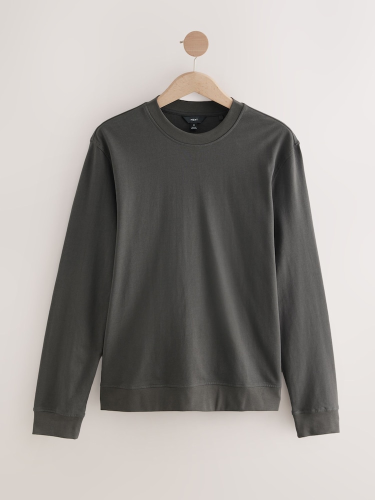 Gris d'ardoise - Sweat-shirt léger Col rond % 100 - Image 5 of 7