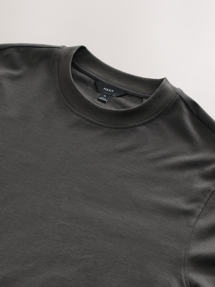 Slate Grey 100% Cotton Lightweight Crew Neck Sweatshirt - Image 7 of 7