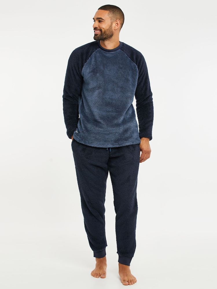 أزرق - Threadbare Borg Pyjamas Set - صورة 1 من 4 أزرق - Threadbare Borg Pyjamas Set - صورة 1 من 4