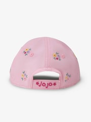 JoJo Maman Bébé Pink Girls' Floral Embroidered Baseball Cap - Image 3 of 4