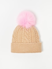 rjava - Oliver Bonas Cable Pom Knitted Bobble klobuki in kape; pokrivala - Slika 1 iz 4