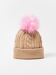 rjava - Oliver Bonas Cable Pom Knitted Bobble klobuki in kape; pokrivala - Slika 3 iz 4