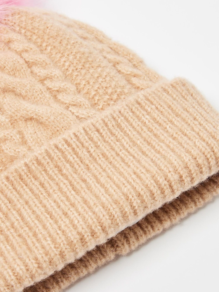rjava - Oliver Bonas Cable Pom Knitted Bobble klobuki in kape; pokrivala - Slika 4 iz 4