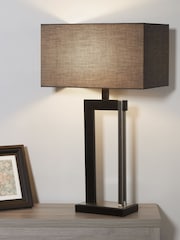 Searchlight Black & Satin Blossom Nickel Table Lamp - Image 1 of 4