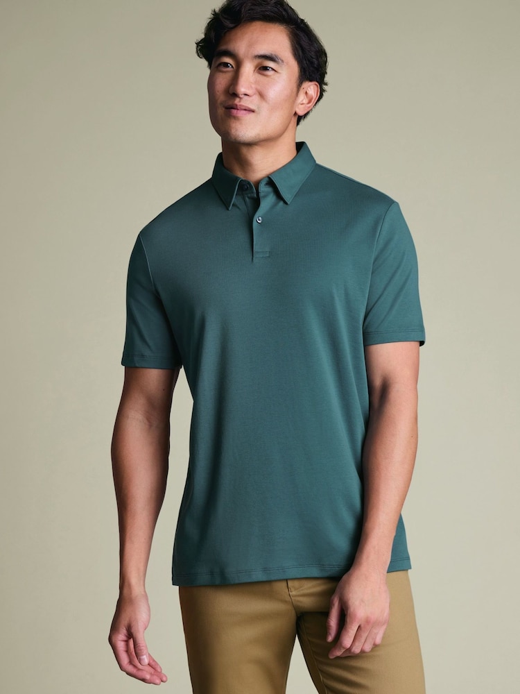 Charles Tyrwhitt Green Short Sleeve Jersey Polo Shirt - Image 1 of 5