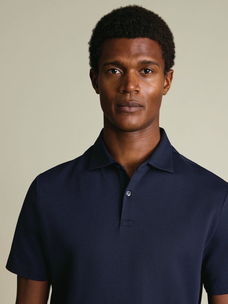 Charles Tyrwhitt Blue Popcorn textured Polo Shirt - Image 2 of 5