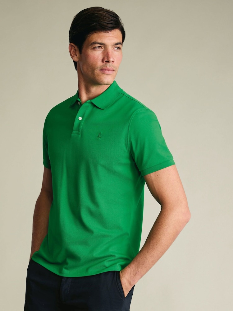 Charles Tyrwhitt Green Short Sleeve Cotton Stretch Pique Polo Shirt - Image 1 of 5