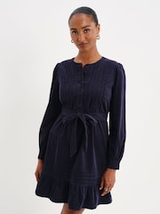 Finery Blue Marianne Corduroy Tie Waist Short Dress - Image 2 of 5