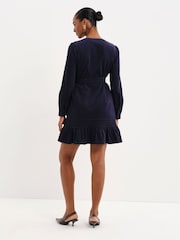 Finery Blue Marianne Corduroy Tie Waist Short Dress - Image 5 of 5