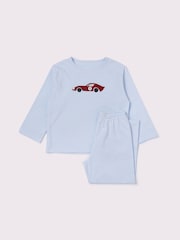 Trotters London Blue Stripe Sebastian Jersey Pyjamas - Image 3 of 3