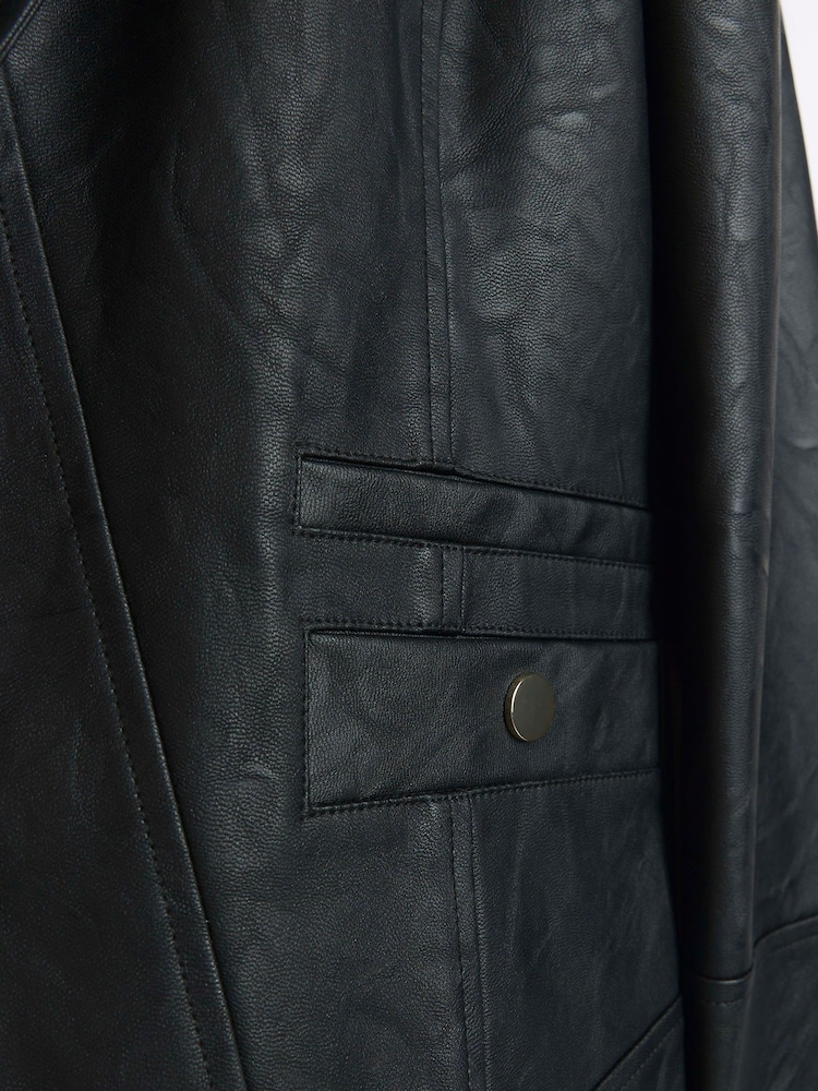 River Island Black Faux Leather Blazer - Image 4 of 4