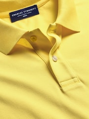 Charles Tyrwhitt Yellow Short Sleeve Cotton Stretch Pique Polo Shirt - Image 4 of 5