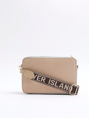 River Island Brown Monogram Boxy Cross-Body Bag - Image 3 of 6