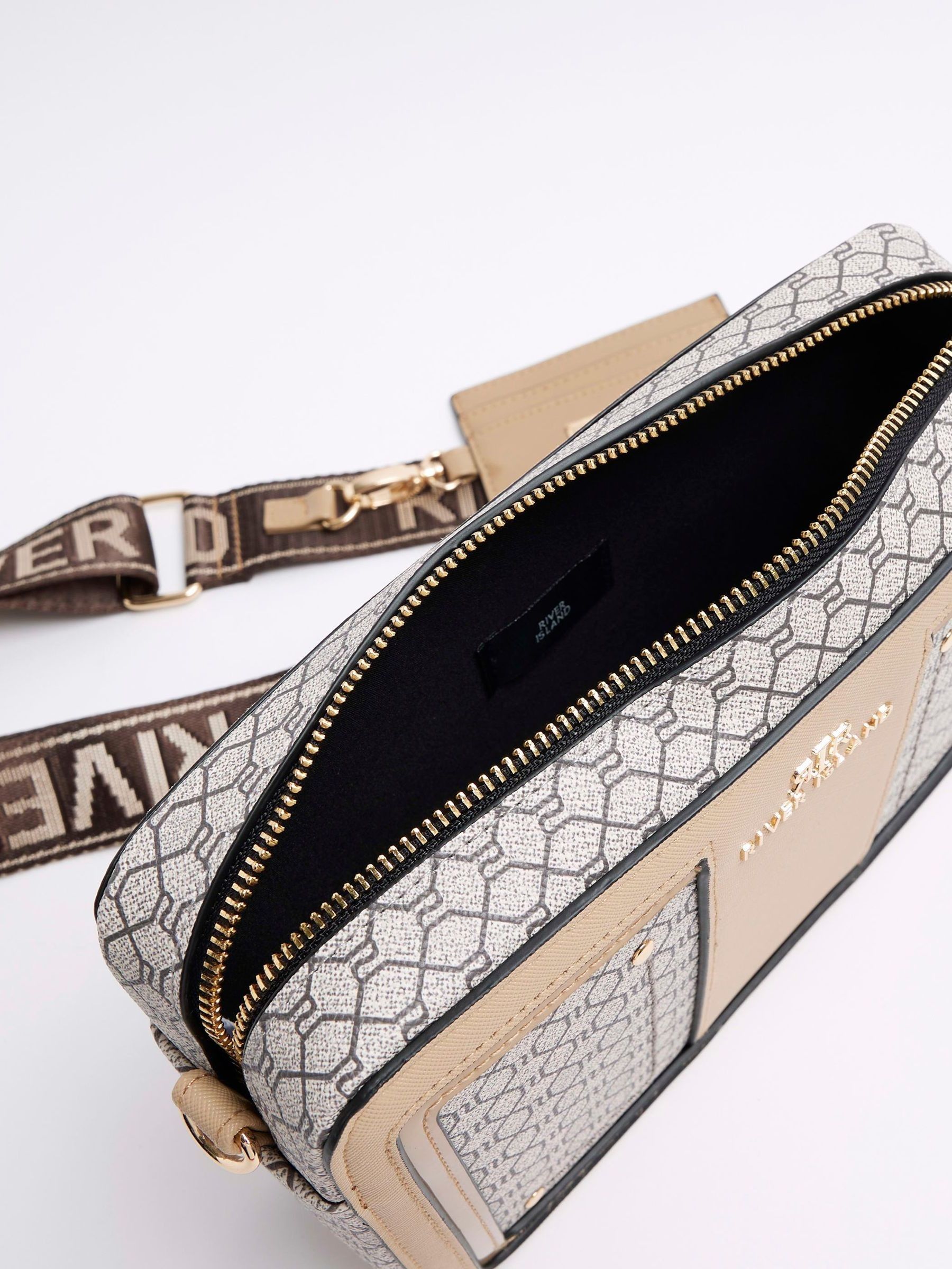 Buy River Island Brown Monogram Boxy Cross Body Bag from Next Ireland